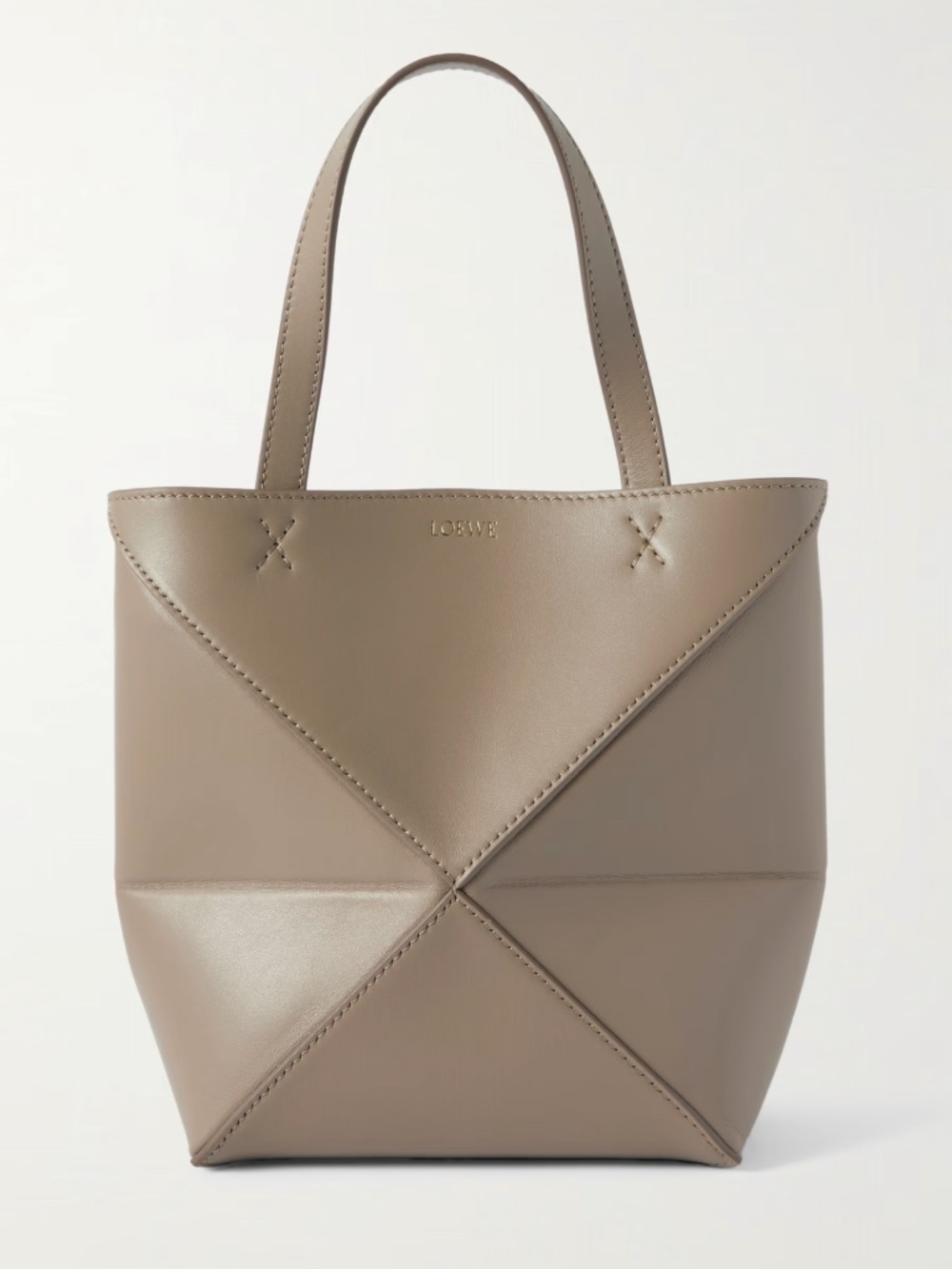 LOEWE Puzzle Fold Convertible Leather Mini Tote - Sand - NWT!